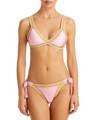 Platinum inspired by Solange Ferrarini Crochet Trim Bikini Top - Exclusive Beach Inspired Outfits, Pink Bikinis, Preppy Swimsuit, Unique Swimwear, Swimsuit Inspo, Triangl Swimwear, Cute Bathing Suits, Swim Suits, Summer Bikinis