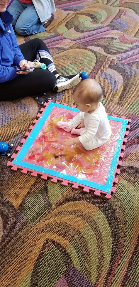 Diy Sensory Liquid Floor Tiles, Diy Liquid Sensory Tiles, Diy Sensory Tiles, Liquid Tiles, Sensory Tiles, Baby Storytime, Toddler Storytime, Sensory Water, Water Play Mat