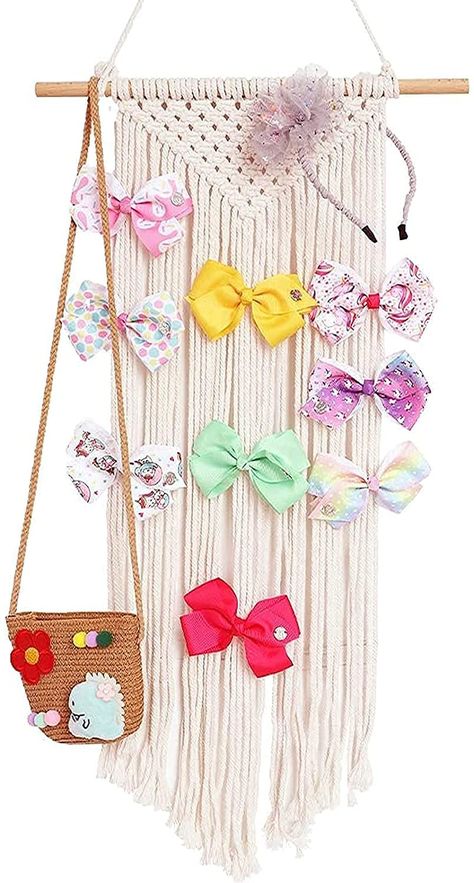 PRICES MAY VARY. Title: Habbi Macrame Hair Bow Holder Girl Clip Bow Organizer Wall Hanging Decor Hanging Hair Clips Hanger For Baby Girls Room. Product Type: Categories > Storage & Organization > Clothing & Closet Storage > Accessory Organizers > Jewelry Organizers Macrame Hair Bow Holder, Hair Clip Storage, Hair Accessories Display, Macrame Baby, Hair Accessories Storage, Bow Hanger, Bow Organizer, Girls Clips, Hair Bow Holder