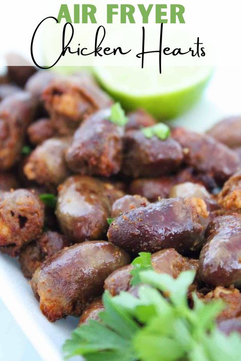 These Brazilian style air fryer chicken hearts or gizzards are well seasoned and cooked to perfection. Top with fresh parsley and more lime juice and enjoy. #brazilianrecipes #airfryerrecipes #chickenhearts Gizzards Recipe, Chicken Hearts, Recipes For Chicken, Bbq Chicken Legs, Chicken Gizzards, Chicken Heart, Brazilian Style, Air Fried Chicken, Asian Chicken