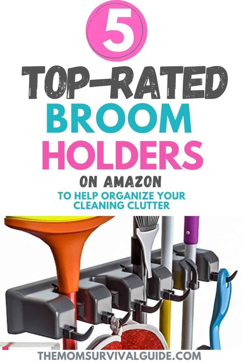 Are your mops and brooms continually falling over in the corner? Then you need one of these broom holders. Check out this buyers guide to get the best broom holder for you. #bestproduct #organization #holder Vinegar Cleaning Solution, Using Vinegar To Clean, How To Make Vinegar, Best Broom, Organization Life, Broom Storage, Mop Holder, Broom Holder, Mops And Brooms