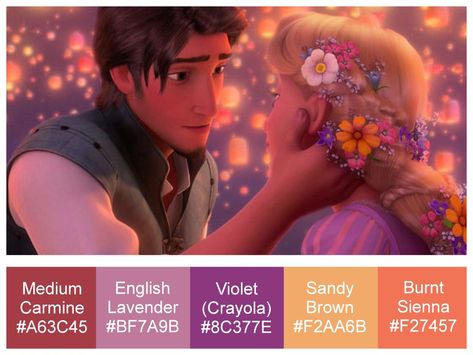 Tangled Wedding Theme Color Schemes, Tangled Color Scheme, Rapunzel Color Palette, Tangled Color Palette, Tangled Wedding, Wedding Theme Color Schemes, Tangled Rapunzel, Theme Color, Wedding Palette