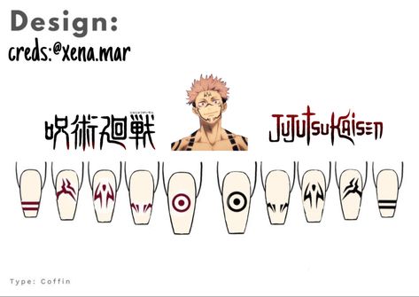 Toji Nail Ideas, Easy Anime Nail Designs, Anime Themed Nails Simple, Gojo Themed Nails, Anime Style Nails, Jujutsu Kaisen Tattoo Ideas Simple, Easy Nail Drawing, Sukuna Nails Design, Nanami Nails