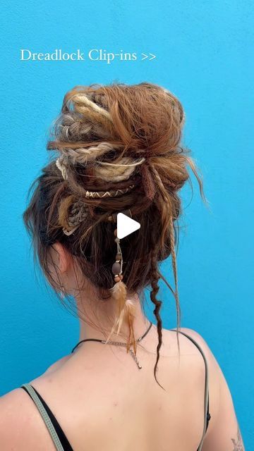 Marjolein van der Weide on Instagram: "Dread Girl Summer ☀️🦋 is starting now 😍  From Hairstyle to Dreadstyle in less than 1-minute with the dread clip-ins.  6 Dread Clip ins installed for a partial look 🫶 . . . #hairclips #dreadlocks #summerhairstyles #bun #summerhair #hairideas" Partial Dreads Curly Hair, Partial Dreads Hairstyles, Dreads Underneath Hair, Clip In Dreads, Viking Dreads, Partial Dreads, Dreads Girl, Dreads Styles, Dreadlock Extensions