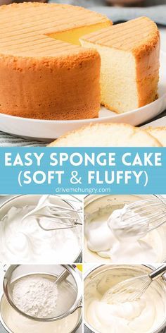 Best Fluffy Cake Recipe, How To Bake Sponge Cake, Basic Sponge Cake Recipe How To Make, Sponge Cake Frosting, Cakes Made With Cake Flour Recipes, Blueberry Sponge Cake Recipe, How To Bake Fluffy Cake, Flour Less Cake, Easy Sponge Cake Recipe Vanilla