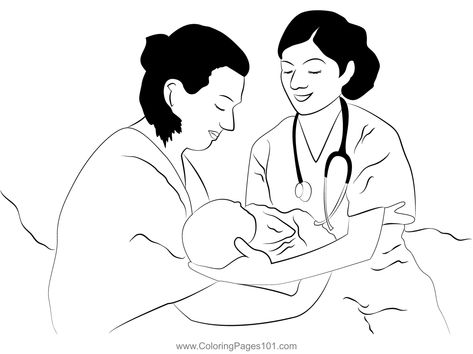 Mom Beby And Doctor Coloring Page Free Kids, Printable Coloring Pages, Printable Coloring, Coloring Pages For Kids, Coloring Page, Free Printables, Free Printable, Coloring Pages, Portfolio