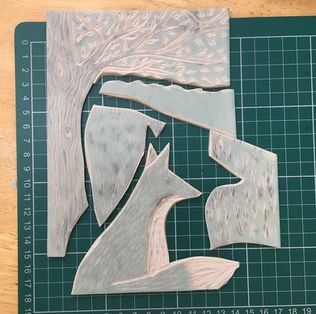 Jigsaw Linocut Print, Jigsaw Linocut Ideas, Jigsaw Linocut, Lino Cut Ideas, Linocut Prints Art, Lino Cut Art, Big Shed, Linocut Tutorial, Lino Print Pattern