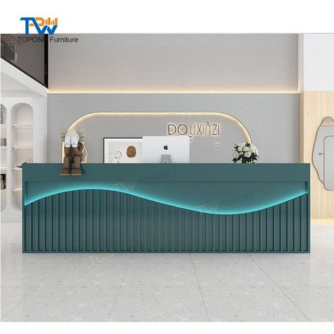 OEM or ODM are warmly welcome. More designs, kindly contact us. Led Reception Desk, Reception Table Design, Tea Table Design, Modern Restaurant Design, Corian Solid Surface, Desk Kitchen, Reception Desk Office, Lobby Interior Design, Reception Desk Design