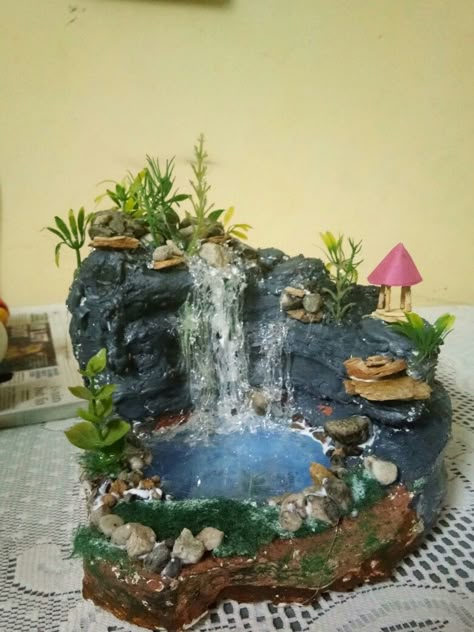 Diwali Painting, Diy Waterfall, Fairy House Crafts, Diy Garden Fountains, Fairy House Diy, Fairy Garden Designs, Fairy Garden Crafts, Garden Decor Diy, Chicken Garden