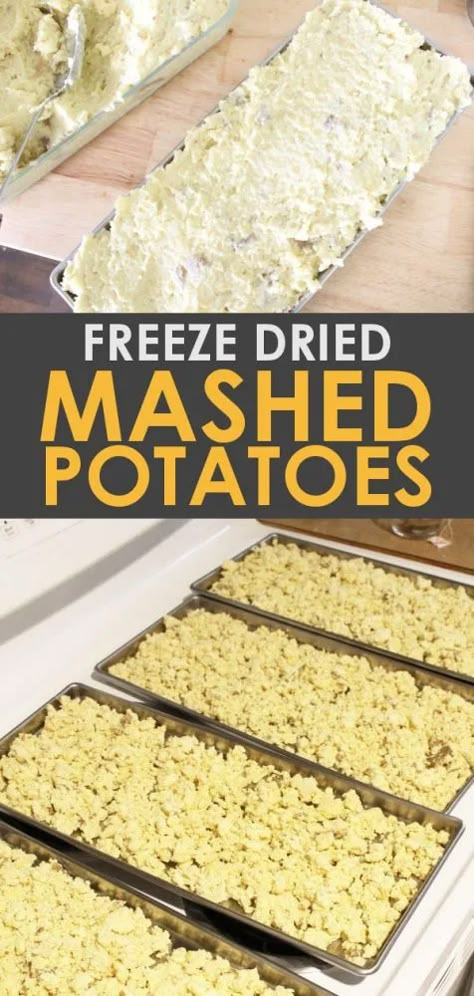 Get the recipe for making DIY freeze dried mashed potatoes for your own instant mashed potatoes that are shelf stable! Freeze drying food is a great way to preserve food that you would otherwise can or put in the freezer. It saves time and room, and makes meal time super quick! Freeze Dry Recipes, Freeze Dried Christmas Gifts, Freeze Drier, Kitchen Extras, Freeze Dried Food Storage, Mashed Potato Recipe, Homesteading Life, Harvest Right Freeze Dryer, Best Freeze Dried Food