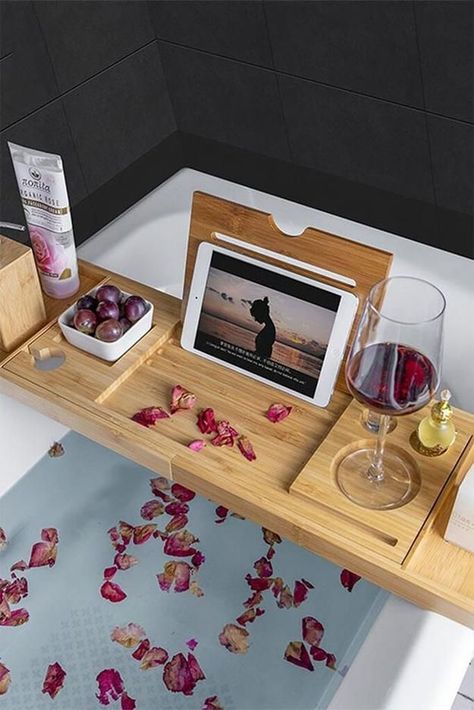 bathroom decor, bathroom, bathroom interior, bathroom inspiration, bathroom decor ideas, bath tub ideas, bath tub, bath tub aesthetic, bath tub decor, bath tray, bath tub tray, bath table, bath table trays, bath table ideas, gift ideas, gifts for girlfriend, gift ideas for best friend, self care aesthetic, gifts, spa day, self care, self care aesthetic pictures, self care ideas, self care day, night routine Bath Tray Caddy, Wood Bath Tray, Bathtub Storage, Wood Bathtub, Wooden Bathtub, Tub Tray, Bath Caddies, Bathtub Caddy, Bath Table