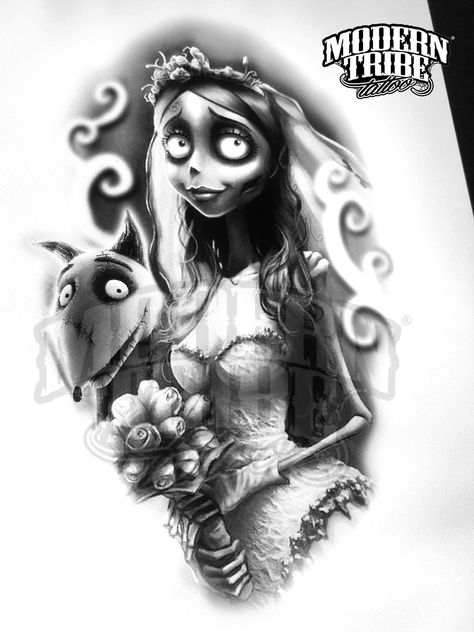 Alice In Wonderland Tattoo Sleeve, Holy Tattoos, Ozzy Tattoo, Corpse Bride Tattoo, Illusion Tattoo, Corpse Bride Art, Cheshire Cat Tattoo, Bride Tattoo, Tim Burton Tattoo