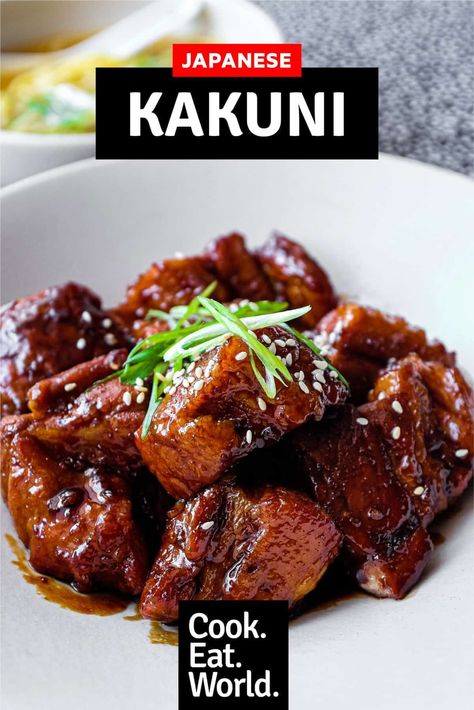 Buta Kakuni (Japanese Braised Pork) - Cook Eat World Japanese Meat Recipes, Pork Belly Slow Cooker Recipes, Japanese Pork Belly Recipes, Japanese Ribs, Japanese Meat Dishes, Asian Pork Stew, Japanese Pork Recipes, Pork Belly Japanese Recipe, Japanese Pork Belly