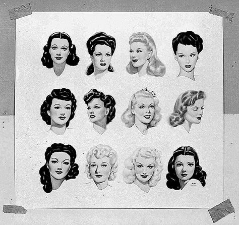 Hairstyles of the early 1940s Victory Roll, Retro Updo, 40s Hairstyles, 50s Hairstyles, Pin Up Vintage, 1940s Hairstyles, Victory Rolls, Pin Up Hair, Pin Curls