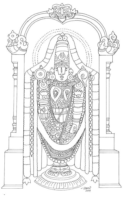 Lord Venkateswara Pencil Drawing, Tirupati Balaji Pencil Sketch, Lord Venkateswara Mandala Art, Temples Drawing Indian, Venkateswara Swamy Pencil Sketch, Balaji Drawing Easy, Tirupati Drawing, Lord Venkateswara Pencil Sketch, Lord Balaji Drawing