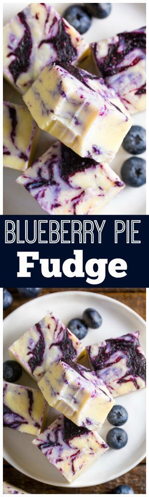 This no-bake blueberry pie fudge has creamy white chocolate topped with a blueberry pie swirl. One of those O-M-G recipes. Blueberry Fudge, Homemade Blueberry Pie, White Chocolate Fudge, Fudge Candy, Oh Fudge, Homemade Fudge, Homemade Candy, Candy Fudge, Fudge Recipe