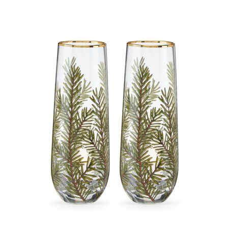 Woodland Stemless Champagne Flute Set by Twine Holiday Glassware, Wedding Wine Gift, Stemless Champagne Flutes, Toasting Glasses, Champagne Flute Set, Wine Glass Set, Wine Wedding, Champagne Glasses, Champagne Flutes