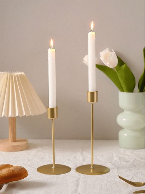 1pc Gold Candlestick Holders, Antique Brass Finish Candlestick Holder, Modern Rustic Metal Candlestick Holder For Wedding, Dining Table, Party Centerpiece Multicolor    Iron     Kitchen & Dining, size features are:Bust: ,Length: ,Sleeve Length: Wedding Decor Rose Gold, Fabric Candle Holder, Table Wedding Decor, Fabric Candle, Romantic Table Decor, Kitchen Vibes, Romantic Table Setting, Romantic Candle Light Dinner, Candlelight Dinner