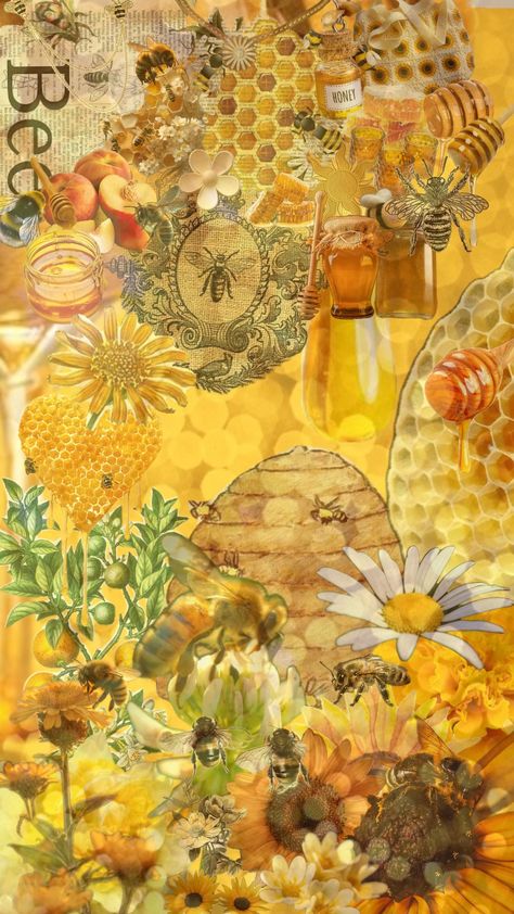 Honey And Bees Aesthetic, Bee Aethstetic, Bees Aesthetic, Bee Background Aesthetic, Bee Asthetics Wallpaper, Yellow Bee Aesthetic Wallpaper, Yellow Aesthetic, Yellow Flowers, Bee