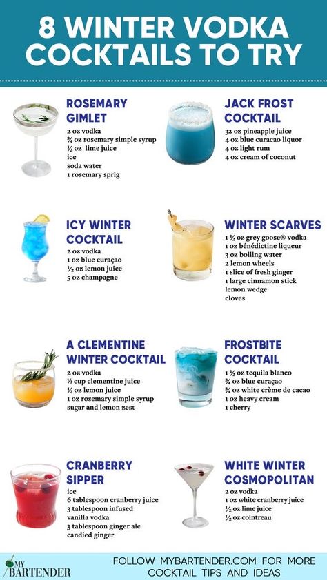 Winter Vodka Cocktails, Bartender Drinks Recipes, Christmas Drinks Alcohol Recipes, Christmas Drinks Recipes, Christmas Drinks Alcohol, Bartender Drinks, Cocktail Drinks Alcoholic, Cocktails To Try, Vodka Cocktail