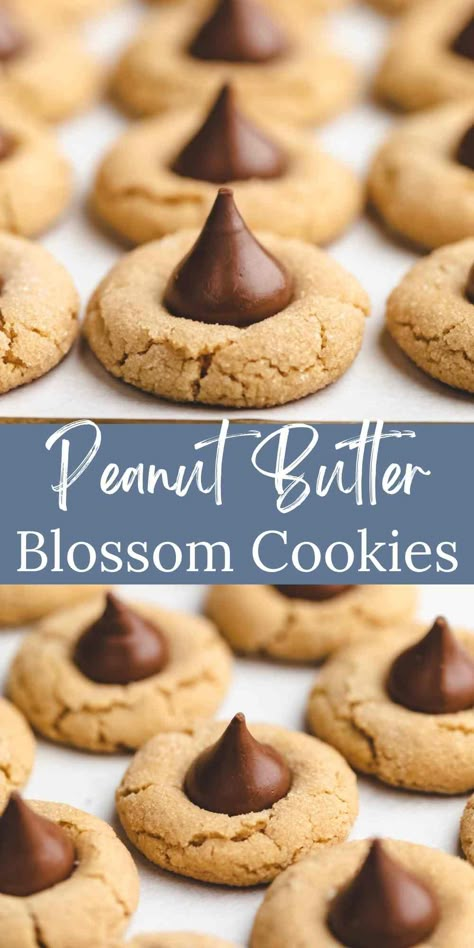 Best Peanut Butter Blossoms, Kiss Cookie Recipe, Peanut Butter Blossoms Recipe, Peanut Butter Blossom, Peanut Butter Kiss, Nutella Cookie, Peanut Butter Kiss Cookies, Butter Cookies Easy, Butter Blossoms