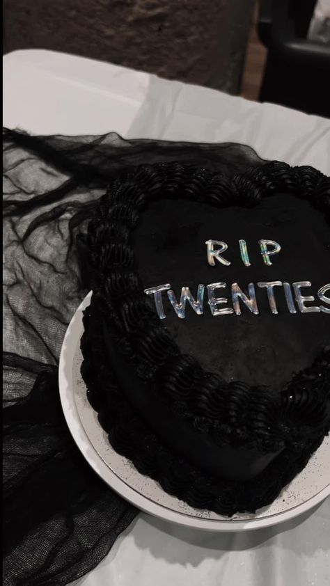 In loving memory of my youth 🖤 #riptomy20s #riptomy20sparty Rip To My 20s Party, Rip 20s Birthday Party, Rip 20s, Rip To My Youth, 30th Birthday Themes, Hello 30, Party Cake Table, 20s Party, Dirty Thirty