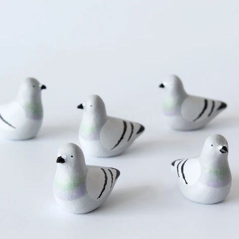 Tiny pigeons 🩶 . . #clay #clayart #pigeon #birdsofinstagram #airdryclay #sculpture #claysculpture #artsandcrafts #animalart #pottery #potteryanimals #animals #clayanimals #cute #cuteanimals #figures #figurines #ornaments #miniature #miniatures #miniaturesculpture #miniatureanimals #minis #totem #wildlifeart #etsy #etsyuk #fallingfauna Air Clay Animals, Airdryclay Ideas, Cute Pigeon, Clay Pigeon, Clay Pigeons, Pottery Animals, Sculpture Art Clay, Air Dry Clay Projects, Thanks Everyone