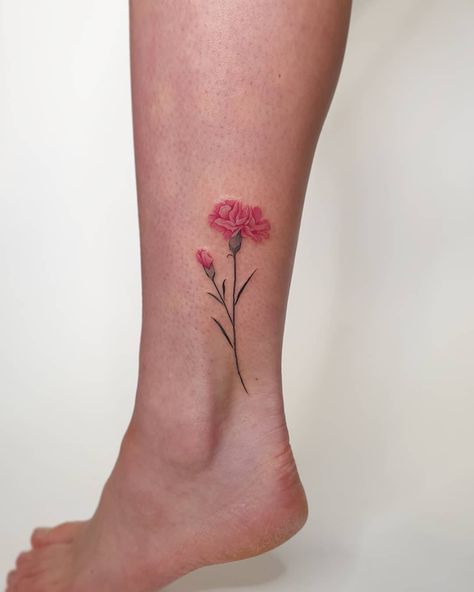 Pink Carnation Tattoo, Birth Flower Tattoos Ideas, January Birth Flower Tattoo, Flower Tattoos Ideas, Birth Flower Tattoo Ideas, Carnation Tattoo, January Birth Flower, Floral Tattoo Shoulder, Awesome Tattoo Ideas