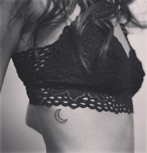 crescent moon tattoo- ribcage Tattoo Ribcage, Ribcage Tattoo, Crescent Moon Tattoo, Bff Tattoos, Disney Tattoo, E Tattoo, Back Tattoo Women, Subtle Tattoos, Snake Tattoo