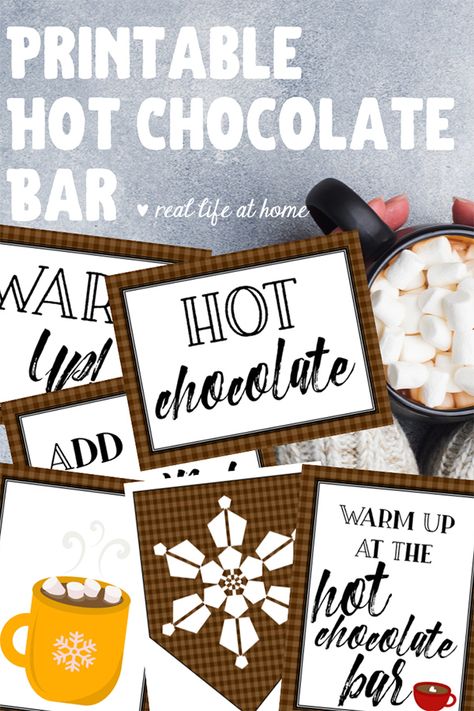 If you're planning to make a hot chocolate buffet for your next party, you'll love these free printable hot chocolate bar signs for decorations and labels. Hot Cocoa Bar Sign Diy, Hot Chocolate Bar Sign Printable Free, Hot Cocoa Bar Printables Free, Free Hot Cocoa Bar Printables, Hot Cocoa Bar Sign Free Printable, Hot Chocolate Bar Free Printables, Hot Chocolate Sign Printable, Sunshine Cart, Hot Chocolate Bar Labels