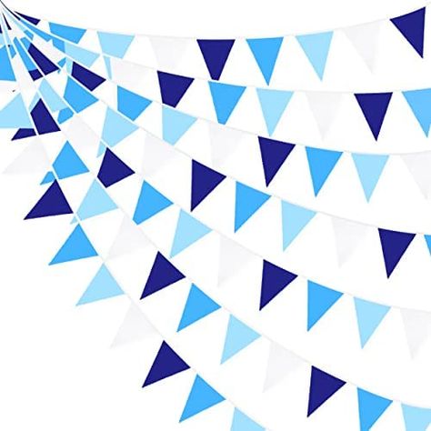 10M/32.8Ft Blue White Bunting Banner Party Decorations Fabric Pennant Triangle Flag Garland for Wedding Birthday Baby Shower Ahoy Anchor Nautical Pirate Under The Sea Christmas Winter Home Decoration : Amazon.co.uk: Home & Kitchen Royal Blue Party Decorations, Mamma Mia Birthday Party, Mama Mia Birthday, Bar Mitzvah Decorations, College Bed Party, Nautical Banner, Mamma Mia Birthday, Royal Blue Party, Garland For Wedding