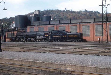 Norfolk & Western Y3 Class #2019 in Bluefield, West Virginia in September of 1957. Wilber C. Smith Collection. Norfolk And Western Railroad, Bluefield West Virginia, Ho Model Trains, Railroad History, Norfolk Southern, New York Central, Train Pictures, Rolling Stock, Steam Trains