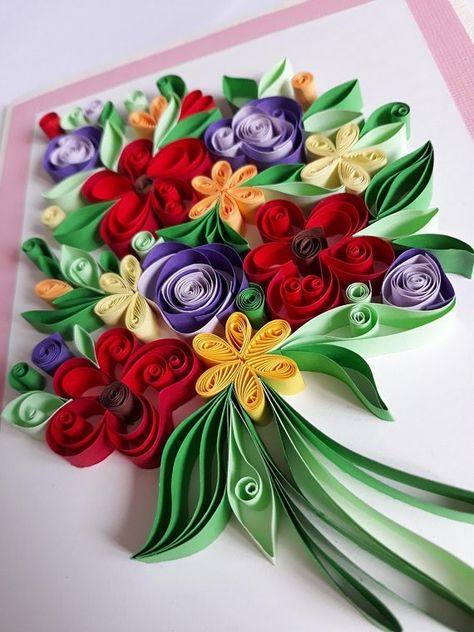 Paper Curling, Paper Bouquet Wedding, Flowers Quilling, Arte Quilling, Quilled Cards, Paper Quilling Flowers, Quilled Flowers, Quilling Projects, Quilling 3d