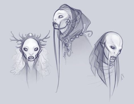 Fish People, Fish Eyes, People Drawing, Some Sketches, Alien Character, Alien Concept, Alien Design, Alien Concept Art, Fantasy Races