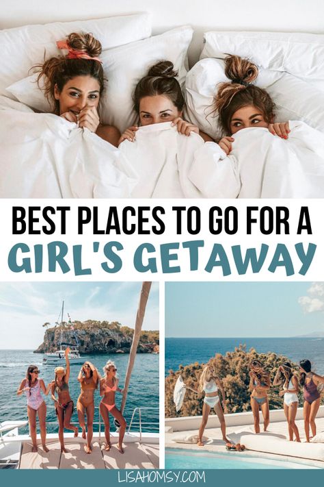 Click here to find the best girls trip destinations in the world. These locations are perfect for a girls weekend getaway or even a bachelorette weekend and are the best places to go for a girls trip. #girlsgetaway #girlstrip #bachelorette | girls weekend getaway destinations | girls weekend getaway ideas | best places for girls trips | best places for a girls trip | best places to take a girls trip | best places to travel for girls trip | best places for a girls trip in the us International Bachelorette Destinations, Bachelorette Getaway Ideas, Girls Trips In The Us, Best Girls Trip Destinations In The Us, Best Girls Trip Destinations, Bff Book, Georgia Getaways, Weekend Getaway Ideas, Girls Trip Destinations