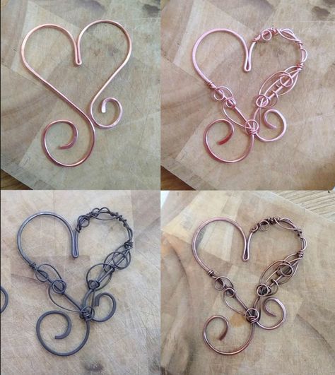 Wired Art, Wire Hearts, Wire Beading, Ornament Hangers, Copper Wire Crafts, Jewelry Trees, Wired Jewelry, Wire Bending, 2024 Jewelry