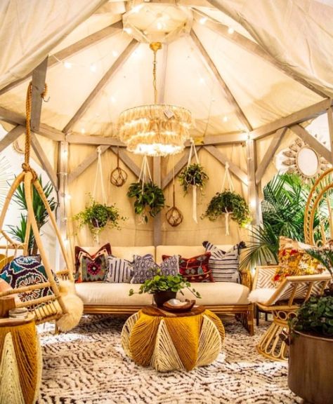 Shop Collective Looks from gravityhomeblog - ShopStyle Yurt Interior, Yurt Home, Big Tent, Yurt Living, Tassel Chandelier, Bohemian Outdoor, Jungalow Style, Hippie Homes, Deco Boheme