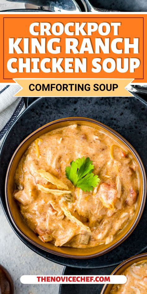 King Ranch Chicken Soup, Ranch Soup, Ranch Chicken Soup, Crockpot Chicken Soup, Soup Comfort, Chicken Soup Crockpot, Supper Tonight, King Ranch Chicken, Easy Crockpot Chicken