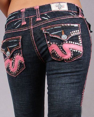 Bling into Spring with a pair of LBJC Women's Pink Stitch jeans with Swarovski Crystals - Laguna Beach pocket! www.shoplbjc.com Laguna Beach Jeans, National Pink Day, Stitch Jeans, Apple Bottom Jeans, Bling Jeans, Outfits 2000s, Pink Stitch, Pink Day, Cute Pants