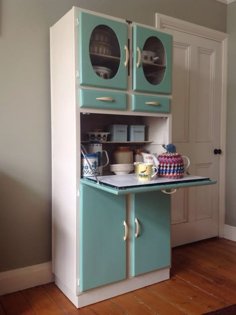 I want! "1950's Vintage Kitchen Larder Cupboard Cabinet Kitchenette, Solid wood Manufactured in Romford by Blue Gate Products." -Rj Kitchen Larder Cupboard, 50s Kitchen, Vintage Kitchen Cabinets, Hoosier Cabinets, Kitchen Larder, Kitchens Cabinets, Larder Cupboard, 1950s Kitchen, Deco Retro