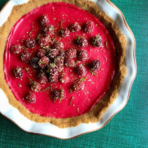 Cranberry-Lime Pie Gingersnap Crust, Sugared Cranberries, Frozen Cranberries, Ginger Snap Cookies, Creamed Eggs, Cookie Crumbs, Fresh Cranberries, Lime Pie, Lime Zest