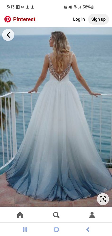 Color Pop Wedding Dress, Sparkly Tea Length Wedding Dress, Ombre Wedding Dress Blue, Light Blue And White Wedding Dress, Ombré Wedding Dress, Ombre Wedding Dresses, Wedding Dresses Blue Ombre, Alternative Wedding Dress Color, Baby Blue Wedding Dresses