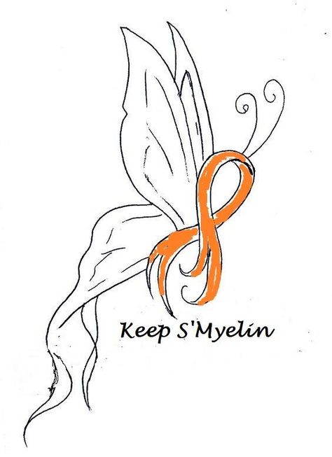 Ms Awareness Tattoo, Ms Warrior Tattoo, Ms Ribbon Tattoo, Ms Tattoos Multiple Sclerosis, Orange Ribbon Tattoo, Multiple Sclerosis Tattoo, Ms Ribbon, Ms Butterfly, Ms Tattoos