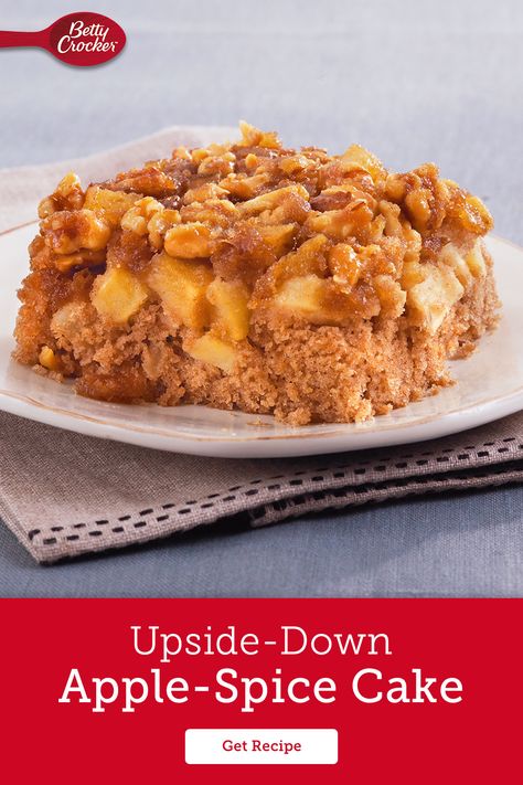 Apple Cake Made With Box Cake, Apple Pecan Spice Cake, Boxed Spice Cake Mix Ideas, Apple Cake Using Spice Cake Mix Boxes, Apple Cake With Box Cake And Fresh Apples, Spice Cake Mix With Apples, Spice Cake With Apples, Apple Upside Down Cake With Box Cake, Spice Cake Mix And Apples