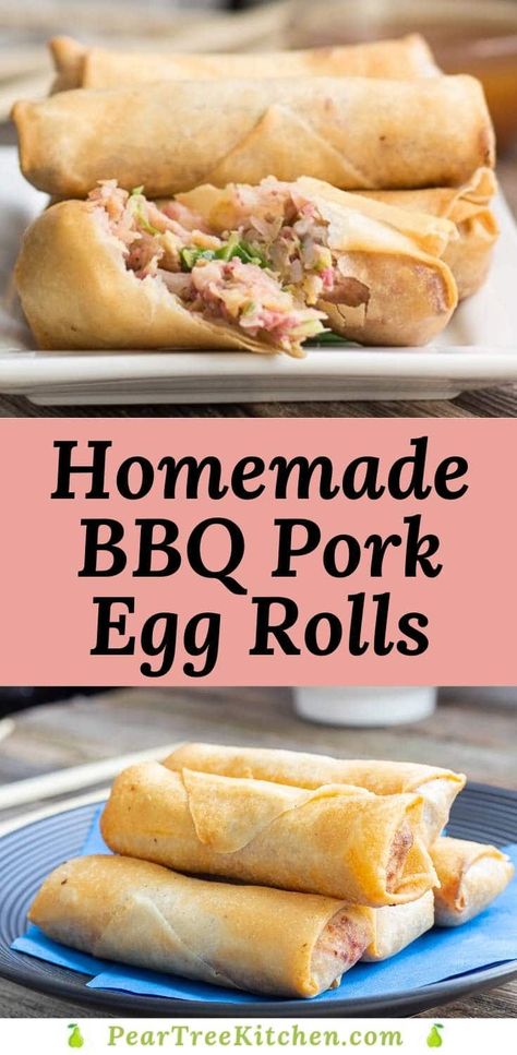 Bbq Pork Egg Rolls, Crab Deviled Eggs Recipe, Recipe Pulled Pork, Basic Deviled Eggs Recipe, Pulled Pork Egg Rolls, Pork Egg Roll Recipes, Pork Cabbage, Egg Roll Recipe, Recipes Chinese