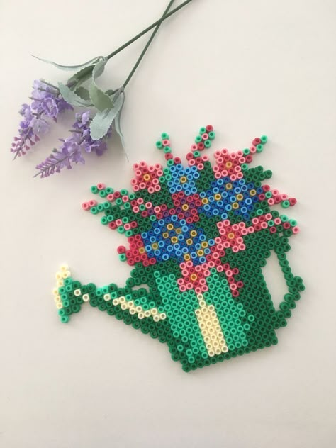 Perler Bead Patterns Cottage Core, Pastel Perler Bead Patterns, Perler Bead Wall Art, Perler Bead Decor, Flower Perler Bead Patterns, Perler Bead Flowers, Perler Bead Flower, Fuse Beads Ideas, Perler Beads Art