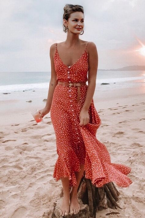 Floral Print Dress Summer, High Low Midi Dress, Elegant Dresses For Women, Midi Dress Summer, Versatile Dresses, Printed Midi Dress, Boho Women, Neck Strap, Online Shopping Clothes