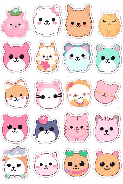 Cute Stickers Ideas Aesthetic, Cute Printable Stickers Kawaii, Cartoon Stickers Printable, Kawaii Stickers Printable Scrapbooking, Wall Stickers Aesthetic, Aesthetic Wall Stickers, Art Stickers Aesthetic, Cute Stickers Printable Kawaii, Aesthetic Instagram Stickers