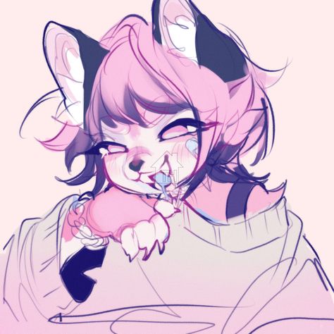 Pastel Fursona, Pink Fursona, Emo Fursona, Rabbit Ears Drawing, Cute Fursona Art, Cat Fursona Art, Cute Fursona, Fursona Art, Fursona Ideas