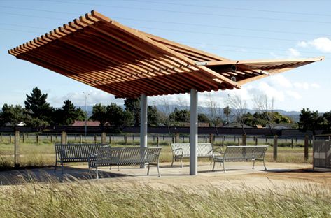 Shade Structure Canopy Architecture, Canopy Curtains, Backyard Canopy, Landscape Structure, Wedding Canopy, Wood Architecture, Wooden Structure, Patio Shade, Apartment Patio